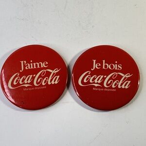 Coca Cola Red Collectible Button Pair